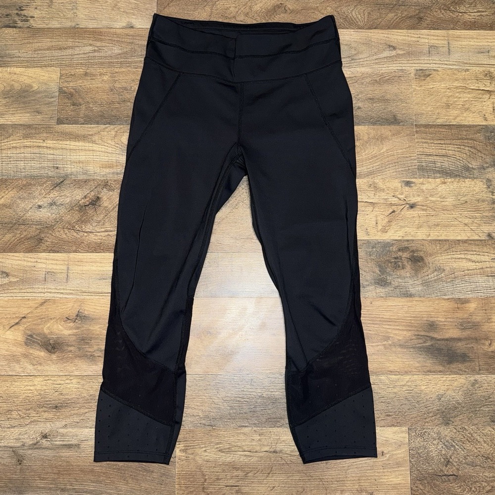 Athleta Leggings Womens‎ Small Capri Black Workout Running Stretch Mesh Gym